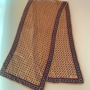 Vintage cream, navy and red silk scarf